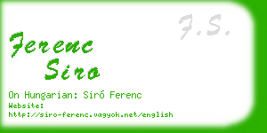 ferenc siro business card